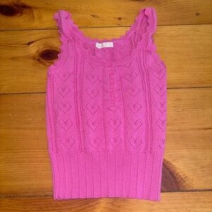ILLA ILLA Pink Knit Button Front Tank Top Size Small